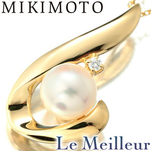 ミキモト パール ペンダントネックレス アコヤ真珠 6.70mm ダイヤモンド K18 MIKIMOTO 中古 プレラブド 返品OK