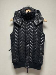 美品☆[AKM×DUVETICA] 定価75,600 HERRINGBONE DOWN VEST へリンボーン フーデットダウンベスト M ブラック AD010 デュベティカ