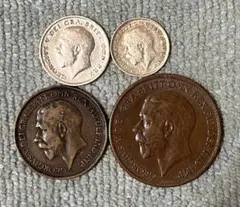 E216　1912年 6ペンス銀貨・1914年 3ペンス銀貨全4枚イギリス
