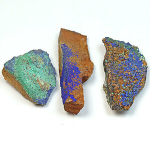 〔D362-1〕アズライト(藍銅鉱) モロッコ産 Azurite 3個 鉱物原石【メール便不可】