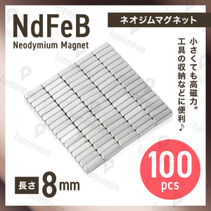 ネオジム 磁石 棒 8mm*3mm*2mm 100個 セット マグネット ネオジウム 強力 磁石 超強力 ブロック プレート 板 スティック バー 工具 g257b 1