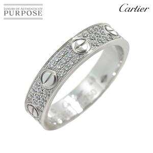 カルティエ Cartier ミニラブ リング フル パヴェダイヤ #48 K18 WG ホワイトゴールド 750 Mini Love Ring【証明書付き】 90226466