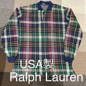 USA製 Ralph Lauren ラルフローレン ポロシャツ ジャガード ヴィンテージ アメリカ製 90s アイビー