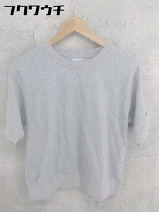 ◇ Champion チャンピオン 無地 クルーネック 半袖 Tシャツ カットソー サイズL グレー レディース