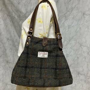 【wm500】美品 フォルナxハリスツイード セミショルダーバッグ 牛革 羊毛 Folna x Harris Tweed