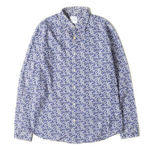 Paul Smith ポールスミス シャツ サイズ:XL グラフィック フローラル ドレスシャツ 長袖 小花柄 総柄 キレカジ ブルー ホワイト系 日本製