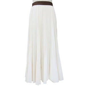 美品 MACPHEE マカフィー スカート ロング フレアスカート ホワイト 白 34(7号) アコーディオンプリーツ ボトムス 日本製 シンプル