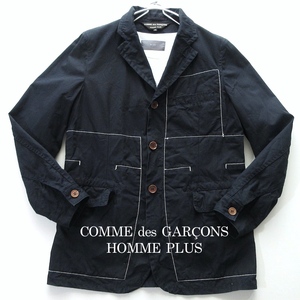 【COMME des GARCONS HOMME PLUS コムデギャルソン オム プリュス】ホワイトステッチ 濃紺 コットンジャケット!!　（AD2003）