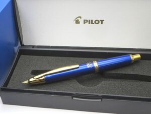 1000円スタート 万年筆 PILOT パイロット 100周年記念 SINCE 1918 ペン先18K 750刻印 ノック式 ブルー×ゴールド 付属品付 4 B60057