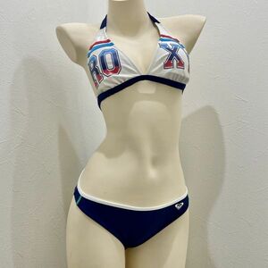 16ロキシーROXYビキニセット(Mサイズ)★ホルター紐★赤白ネイビー水色トリコロールカラー★男性も