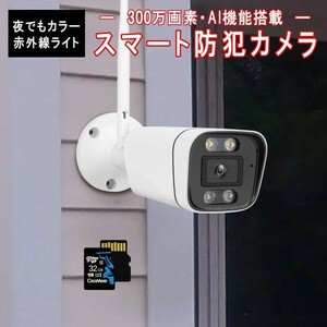 防犯カメラ 屋内屋外兼用 ワイヤレス CS58 SDカード32GB同梱 2K 1296p 300万画素 ONVIF wifi 録音 動体検知 PSE 6ヶ月保証「CS58/SD32.A」