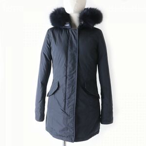 良品☆正規品 ウールリッチ 1602165 LUXURY ARCTIC PARKA ZIP UP ロゴボタン付 フォックスファー付 ダウンコート 紺 XS 日本サイズS相当