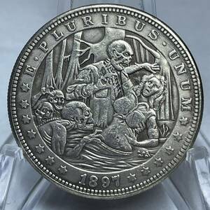 WX1442流浪幣 ハロウィン 髑髏 天眼 鷹紋 外国硬貨 貿易銀 海外古銭 コレクションコイン 貨幣 重さ約27g