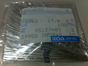 KOA SN14C2C 1/4w　17.4KΩ F ±1％ 100本1袋 (2)