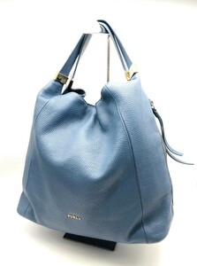 衝撃プライス！『上質大人モデル！』【FURLA フルラ】高級レザーハンドバッグ！肩掛けバッグ！【くすみブルー/レディース】Y49