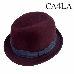 極美品 CA4LA カシラ 中折れハット ウールハット 帽子 サイズ58.0cm前後 ボルドー 日本製 上質 人気 メンズ／レディース兼用 名作 A2803