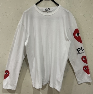 ＊プレイ コムデギャルソン PLAY COMME des GARCONS ハート ロゴ 長袖Tシャツ カットソー トップス XL　　　BJBC.E