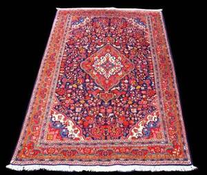 1940年代物★ペルシャ絨毯 ★手織り イラン-ジョウザン産絨毯 ★アンティーク80年前後*ビンテージ物
