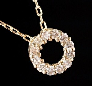 【極上の輝き】18金製 上品 高純度 ダイヤモンド ネックレス ドーナツ モチーフ K18 刻印有　2222