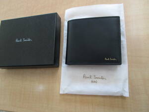 レターパック送料無料 新品 ポールスミス PAUL SMITH イタリア製 MADE IN ITALY 二つ折り財布 マルチストライプ ブラック/黒 箱有