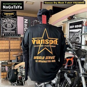 VANSON バンソン VS23805S ドライ メッシュTシャツ XLサイズ ブラック×イエロー 吸汗/速乾 MESH T-SHIRTS 日本規格サイズ