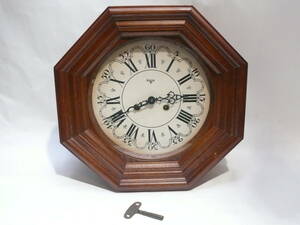 kiga ビンテージ時計 ぜんまい式 オランダ製 掛け時計 木製 FHS ムーブメント ドイツ製 スクール パブ ウォール クロック
