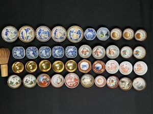 099 時代物 酒器 九谷焼 盃 40点 まとめて 色絵 金彩 赤絵 ぐい呑 煎茶道具 中国美術 古玩