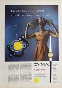 稀少・時計広告！1959年シーマ 時計広告/Cyma Autorotor Watch/レディース/O