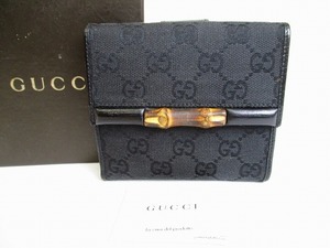 【希少】 【未使用保管品】 グッチ GUCCI GG キャンバス バンブー Wホック 2つ折り 財布 コンパクト財布 メンズ レディース