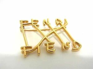 1円 ■美品■ FENDI フェンディ ピンブローチ ピンバッジ アクセサリー レディース ゴールド系 AW6103