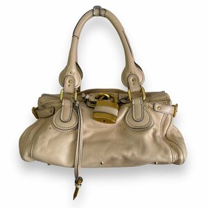 美品 Chloe クロエ パディントン レザー 南京錠 ゴールド金具 ハンドバッグ ベージュ