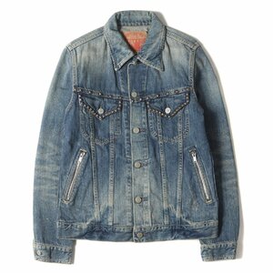 HYSTERIC GLAMOUR ヒステリックグラマー ヴィンテージ加工 スタッズ デニム トラッカージャケット Gジャン インディゴ S ブランド