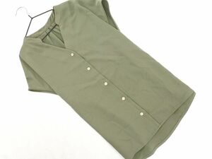 ネコポスOK OPAQUE オペーク フレンチスリーブ ブラウス シャツ size40/カーキ ■◆ ☆ dfc7 レディース