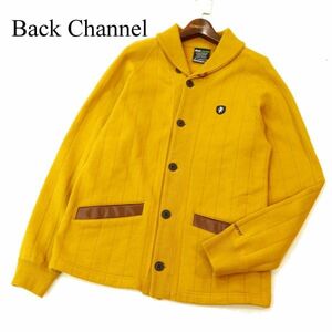 Back Channel バックチャンネル 秋冬 ロゴワッペン★ リブ裏起毛 ショールカラー ジャケット Sz.M　メンズ 黄色 日本製　C3T07592_9#N