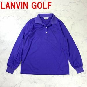 A2320 ランバン ゴルフ 長袖ポロシャツ LANVIN GOLF コットン 刺 パープル 綿 ワンポイント 紫 M