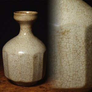 慶應◆朝鮮古陶磁 李朝時代 白磁面取長頸瓶
