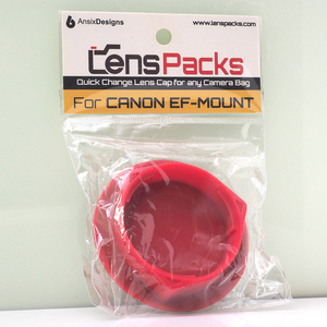LensPacks レンズパックス ベルクロ固定式レンズリアキャップ レンズホルダー Canon EF-MOUNT (キヤノン EFマウント) 用 レッド 赤 未使用
