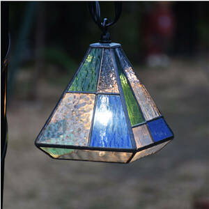 ガーデンライト 吊下げ式 4Ｋ-10(吊り金具付) 　ステンドグラス ガーデンランプ 庭園灯 外灯 屋外照明 LED 電球 対応 洋風 ガーデン照明