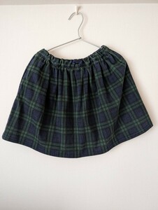 エニィファム　女児130cmスカート 緑タータンチェック