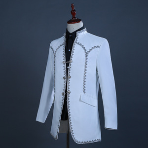新品 上下2点セット 宮廷 スーツ コスプレ衣装 王子 ホワイト(白)タキシード ステージ衣装上着ズボンM L-3XL演奏会 発表会 演出司会