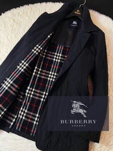 G14定価15万 超美品●BURBERRY LONDON●クールなシルエット●スペイン製●キルティングジャケットコート●メンズ バーバリーコート 