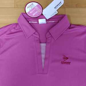 M　ダンロップ　DUNLOP 新品　レディース　半袖ポロシャツ　襟付きトップス　ピンク　アウトドア　スポーツ　ゴルフウェア　吸水速乾UV対策