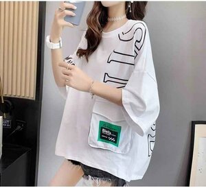 韓国風 女夏新しい 大きいサイズ半袖Tシャツ 気質ファッションTシャツ 学生Tシャツ M ブラック