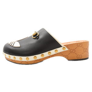 GUCCI グッチ×adidas clog sandals クロッグ レザー フロントロゴサンダル 702252 ブラック