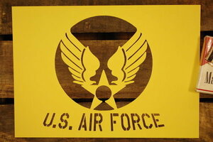 US エアフォース 旧ロゴと文字 ステンシル 型紙 ◆ USAF 紙製 ワンシート A4