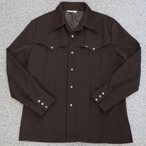 70s USA製 Lee リー ウエスタンシャツ ブラウン シャツジャケット ポリシャツ ポリジャケット アメリカ製 ヴィンテージ