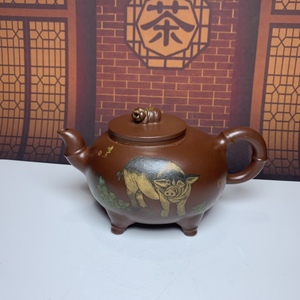 【典藏*紫砂製*祝福】茶壺 煎茶道具 稀少 中国古美術 容量：380cc