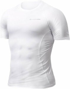 IWAMA HOSEI 岩間縫製 コンプレッションウェア メンズ 半袖 アンダーウェア 加圧シャツ Tシャツ 男性用 インナー 丸首 ホワイト 白 L 21
