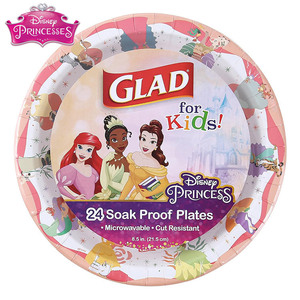 紙皿 ディズニー プリンセス 24枚 21.5cm ペーパープレート 電子レンジ対応 使い捨て 皿 紙皿 パーティーグッズ GLAD
