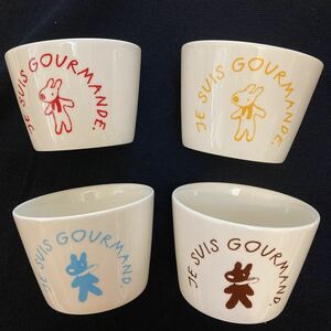 リサとガスパール スープカップ 4個 パスコ 懸賞当選品 未使用に近い スタッキング可 陶器